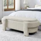 Linen Fabric Upholstered Bench with Large Storage Space - 51.5L x 20.5W x 17H