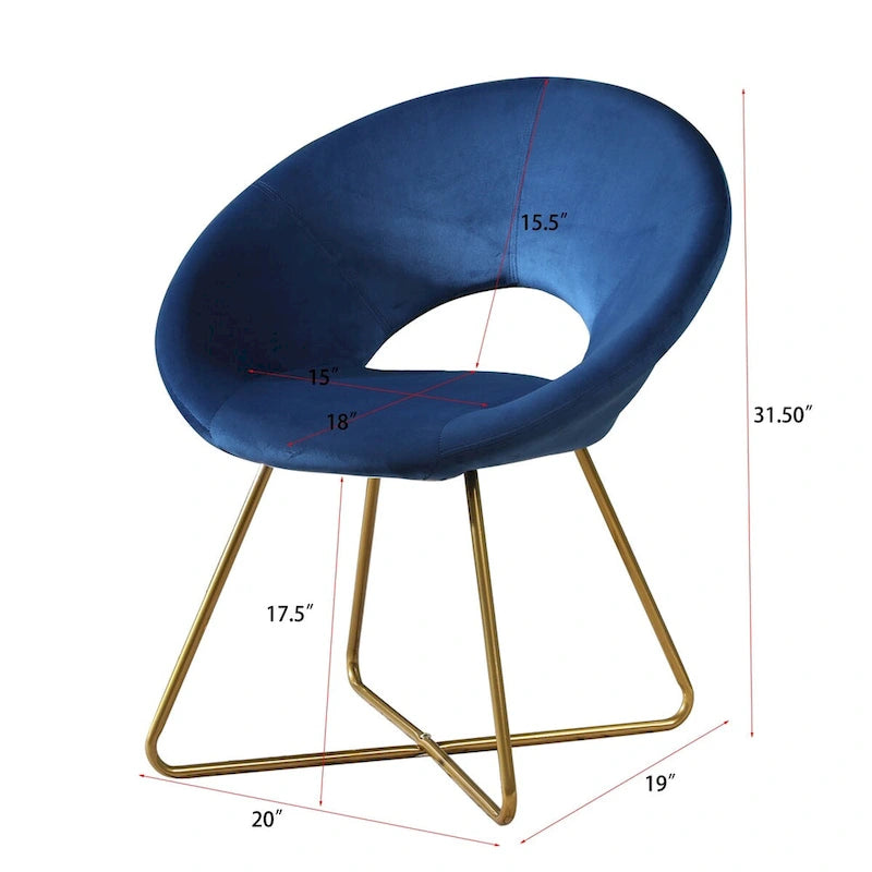 Silky Velvet Upholstered Accent Chair with Gold Tone Finished Base