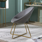 Silky Velvet Upholstered Accent Chair with Gold Tone Finished Base