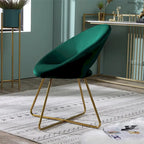 Silky Velvet Upholstered Accent Chair with Gold Tone Finished Base