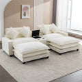 112.6 Chenille Upholstered Sectional Sofa with Two Removable Ottoman