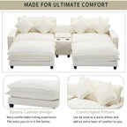 112.6 Chenille Upholstered Sectional Sofa with Two Removable Ottoman