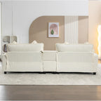 112.6 Chenille Upholstered Sectional Sofa with Two Removable Ottoman