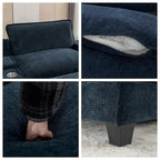 112.6 Chenille Upholstered Sectional Sofa with Two Removable Ottoman