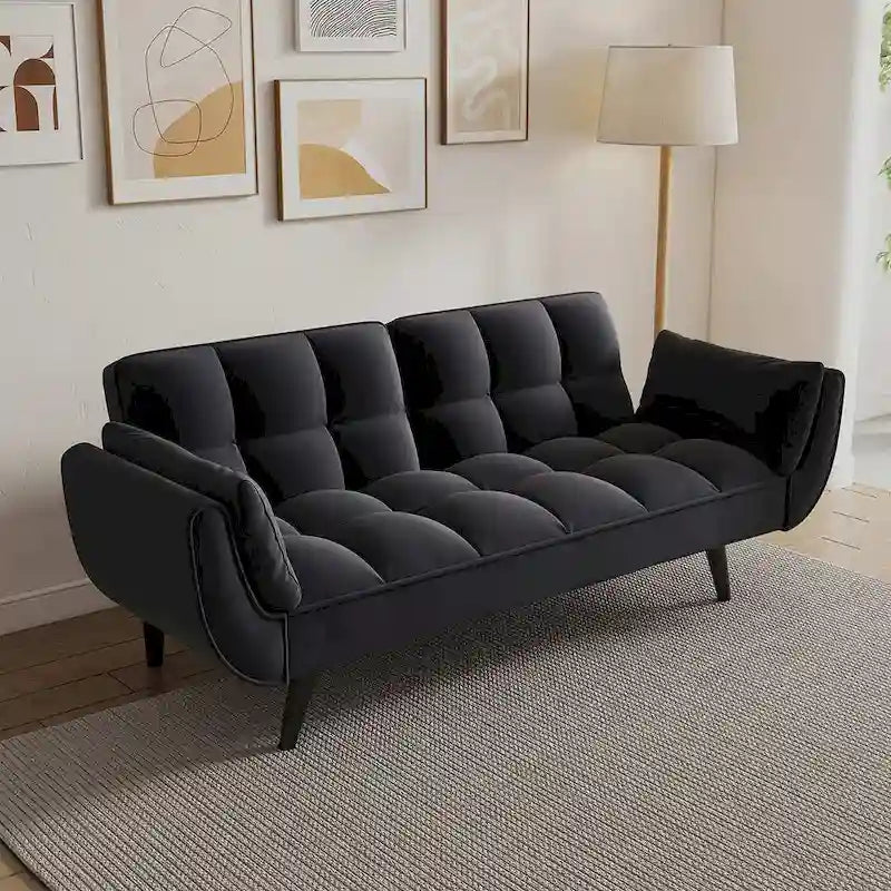 57 Futon Sofa Bed, Convertible Folding Futon Couch Recliner Lounge For Living Room