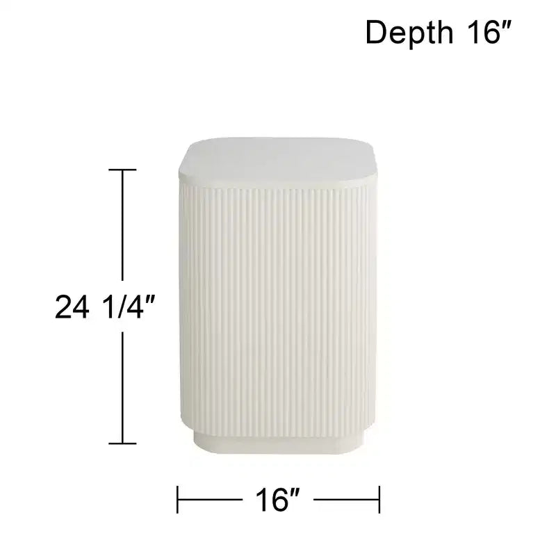 Studio 55D Murphy 16 Wide Modern White Pleated Side Table