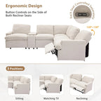 104 Power Recliner Corner Sectional Sofa Home Theater Reclining Sofa with Storage Box, Cup Holders, USB Ports and Power Socket