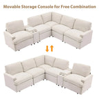 104 Power Recliner Corner Sectional Sofa Home Theater Reclining Sofa with Storage Box, Cup Holders, USB Ports and Power Socket