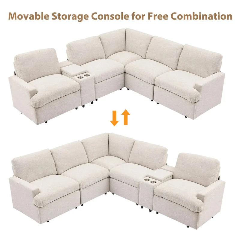 104 Power Recliner Corner Sectional Sofa Home Theater Reclining Sofa with Storage Box, Cup Holders, USB Ports and Power Socket