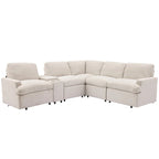 104 Power Recliner Corner Sectional Sofa Home Theater Reclining Sofa with Storage Box, Cup Holders, USB Ports and Power Socket