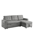 78.5-inch Beige Reversible Sleeper Sectional Sofa with Storage Chaise and Side Storage Bag - 78.5W x 49D x 31H