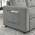 78.5-inch Beige Reversible Sleeper Sectional Sofa with Storage Chaise and Side Storage Bag - 78.5W x 49D x 31H