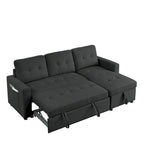 78.5-inch Beige Reversible Sleeper Sectional Sofa with Storage Chaise and Side Storage Bag - 78.5W x 49D x 31H