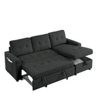 78.5-inch Beige Reversible Sleeper Sectional Sofa with Storage Chaise and Side Storage Bag - 78.5W x 49D x 31H