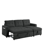 78.5-inch Beige Reversible Sleeper Sectional Sofa with Storage Chaise and Side Storage Bag - 78.5W x 49D x 31H