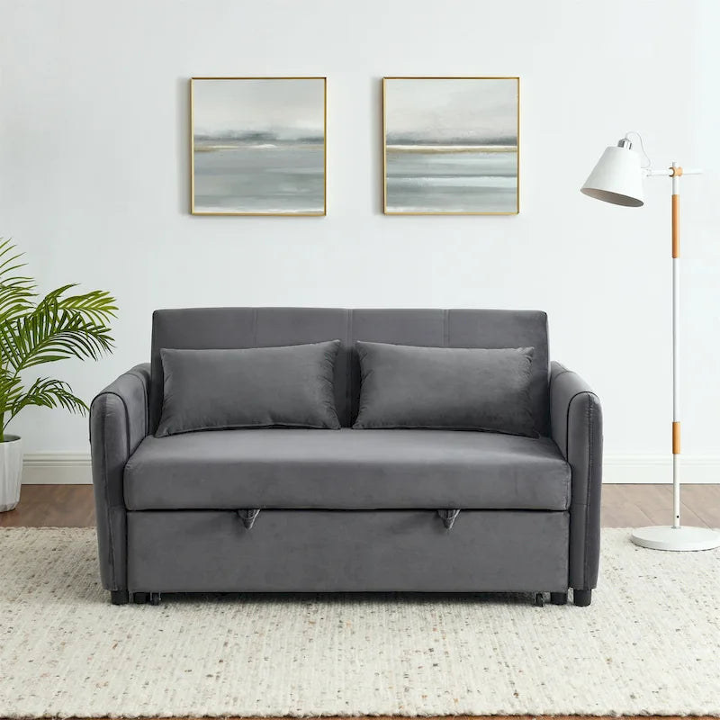 3-in-1 Versatile Velvet Double Sofa with Pullout Bed