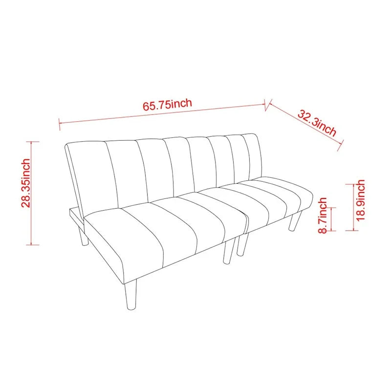 Corduroy Fabric Wooden Legs Convertible Sofa Bed
