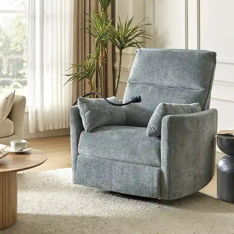 Barry Modern 38 Power Rocking Swivel Nursery Recliner with USB Ports Set of 2 by HULALA HOME