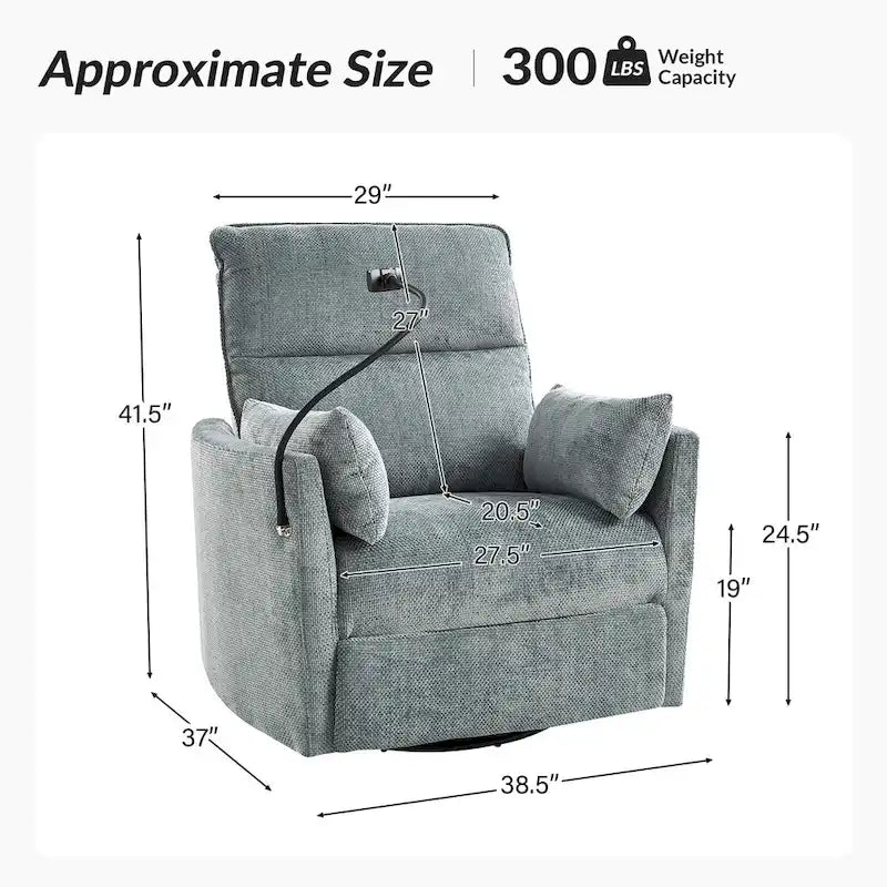 Barry Modern 38 Power Rocking Swivel Nursery Recliner with USB Ports Set of 2 by HULALA HOME
