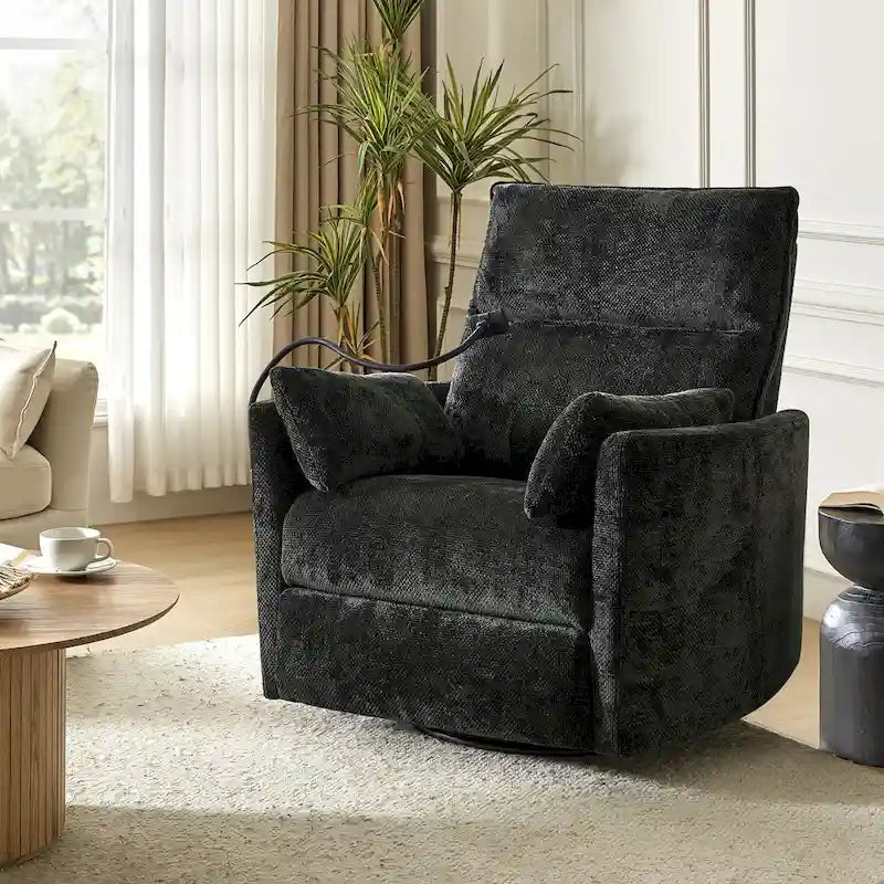 Barry Modern 38 Power Rocking Swivel Nursery Recliner with USB Ports Set of 2 by HULALA HOME