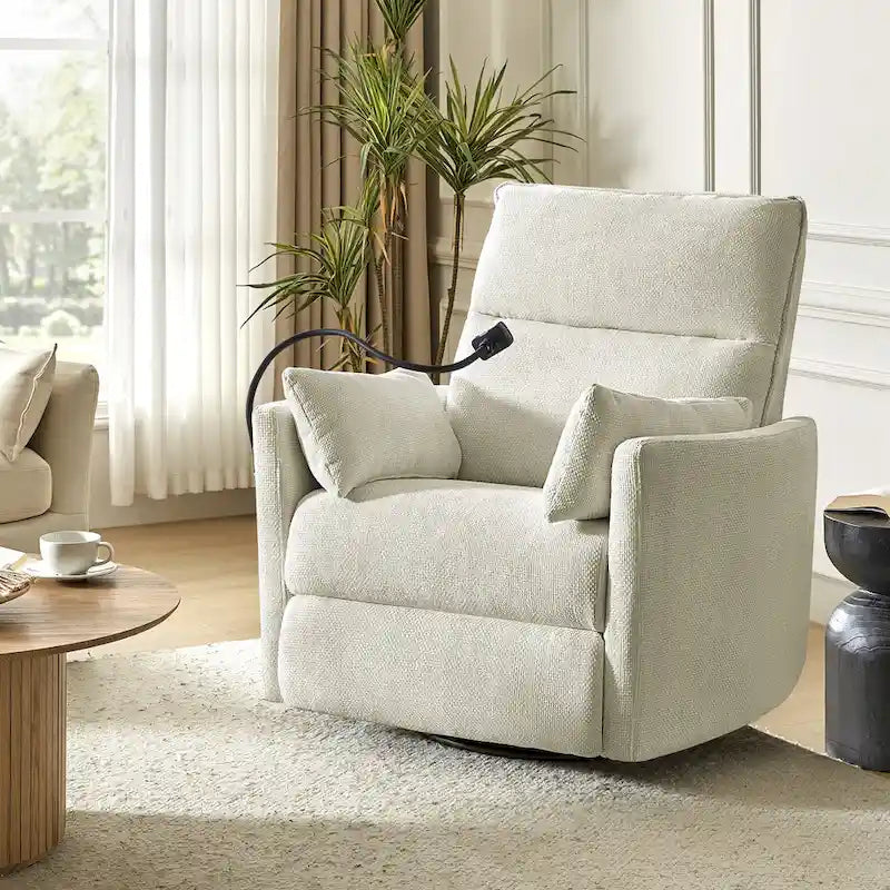 Barry Modern 38 Power Rocking Swivel Nursery Recliner with USB Ports Set of 2 by HULALA HOME