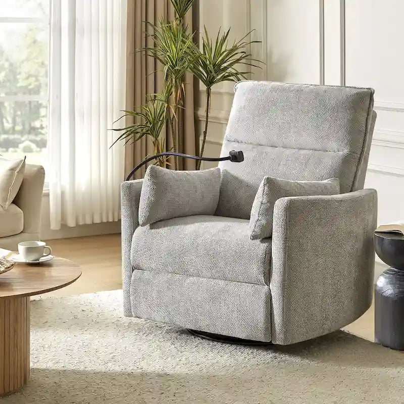 Barry Modern 38 Power Rocking Swivel Nursery Recliner with USB Ports Set of 2 by HULALA HOME