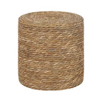 Adeco Round Ottoman Natural Cattail Hand Weave Foot Stool