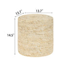 Adeco Round Ottoman Natural Cattail Hand Weave Foot Stool