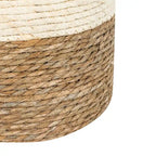 Adeco Round Ottoman Natural Cattail Hand Weave Foot Stool