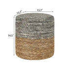 Adeco Round Ottoman Natural Cattail Hand Weave Foot Stool
