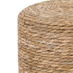 Adeco Round Ottoman Natural Cattail Hand Weave Foot Stool