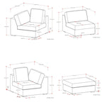 WYNDENHALL Marlee 3-Seater Modular Sofa and Ottoman Set in Velvety Chenille Performance Fabric