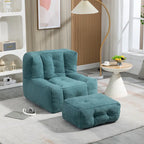 Fluffy bean bag chair with memory foam and ottoman