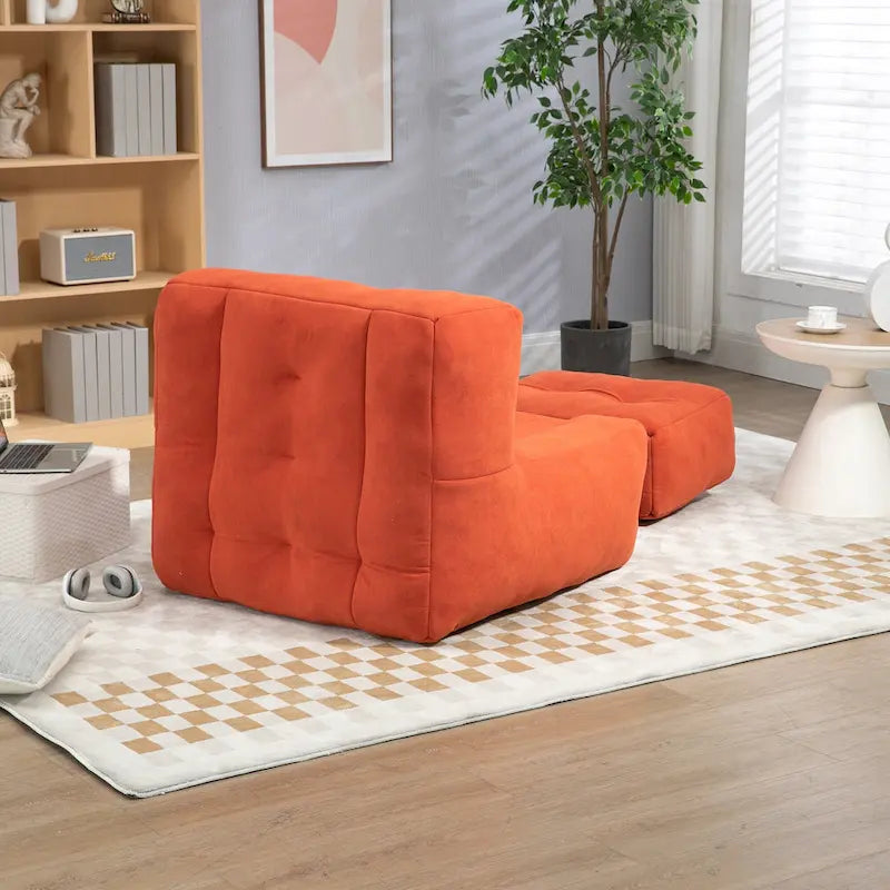Fluffy bean bag chair with memory foam and ottoman