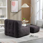 Fluffy bean bag chair with memory foam and ottoman