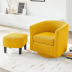 Swivel Accent Chair 360 Comfy Recliner Corduroy Arm Chair Single Sofa with Ottoman for Living Room Bedroom