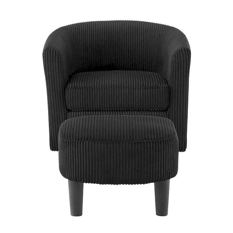 Swivel Accent Chair 360 Comfy Recliner Corduroy Arm Chair Single Sofa with Ottoman for Living Room Bedroom