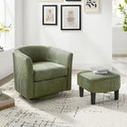 Swivel Accent Chair 360 Comfy Recliner Corduroy Arm Chair Single Sofa with Ottoman for Living Room Bedroom