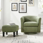 Swivel Accent Chair 360 Comfy Recliner Corduroy Arm Chair Single Sofa with Ottoman for Living Room Bedroom