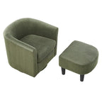 Swivel Accent Chair 360 Comfy Recliner Corduroy Arm Chair Single Sofa with Ottoman for Living Room Bedroom