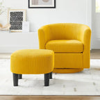 Swivel Accent Chair 360 Comfy Recliner Corduroy Arm Chair Single Sofa with Ottoman for Living Room Bedroom