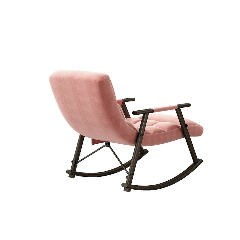 Casual Folding Rocking Chair,Lounge Rocking Chair Adjustable High Back and Foot Rest,Side Pockets Placed in Living Room Bedroom