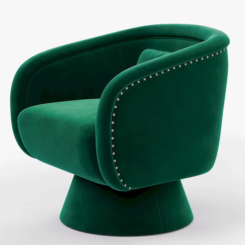 Nailhead Swivel Barrel Chair