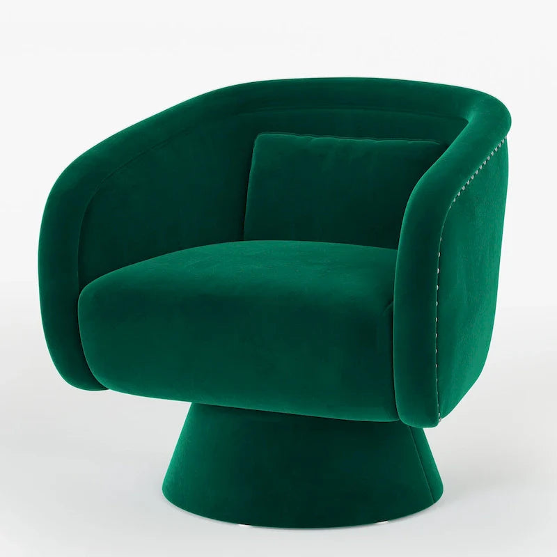 Nailhead Swivel Barrel Chair