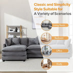 112.2 L-Shape Chenille Upholstered Sofa for Living Room Modern Luxury Sofa Couch with Ottoman