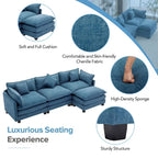 112.2 L-Shape Chenille Upholstered Sofa for Living Room Modern Luxury Sofa Couch with Ottoman