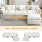 112.2 L-Shape Chenille Upholstered Sofa for Living Room Modern Luxury Sofa Couch with Ottoman