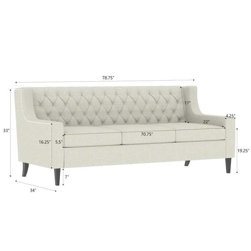 Mid Century Modern Button Tufted Backrest Foam Couches