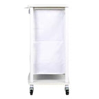 3-Bag Laundry Center, Smooth Laminate Shelving, Sturdy Steel Frame, Hanging Bar, Wheeling and Stationary Feet Options
