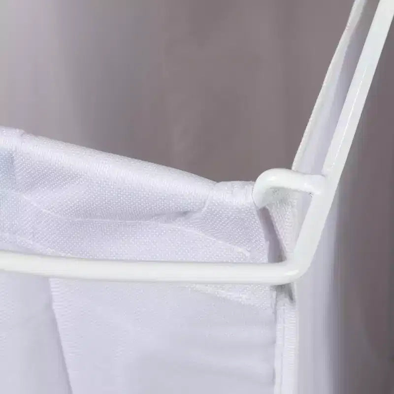 3-Bag Laundry Center, Smooth Laminate Shelving, Sturdy Steel Frame, Hanging Bar, Wheeling and Stationary Feet Options